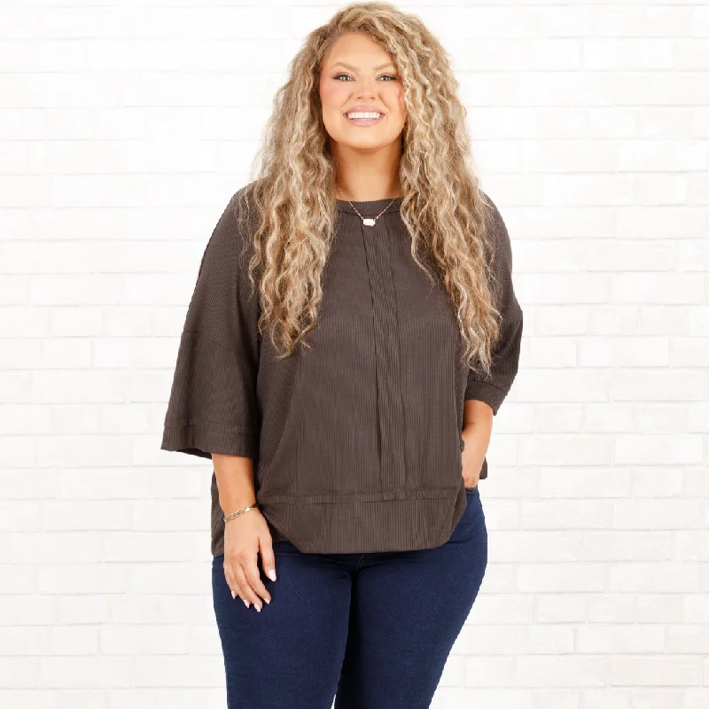 women's tops with cold-shoulder cutsOf Course Top, Ash Grey