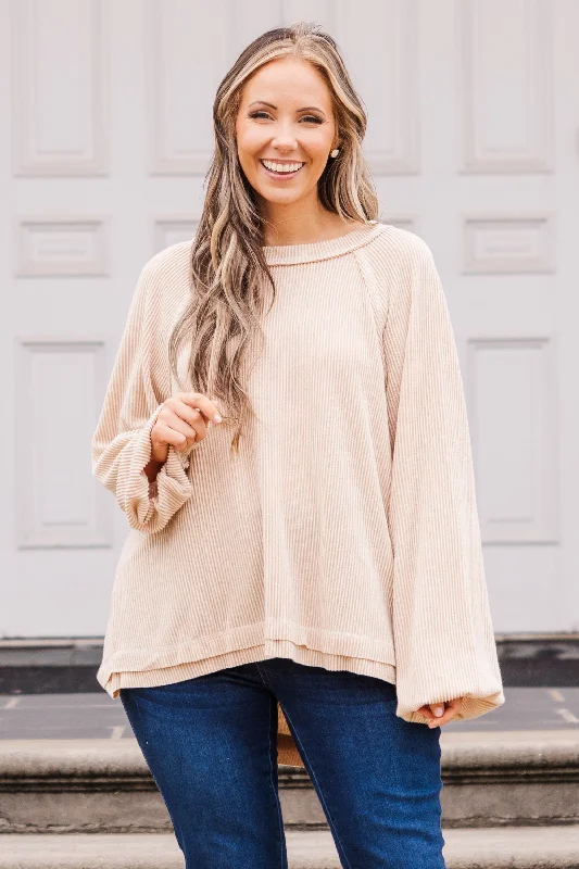 women's tops that offer a perfect blend of style, comfort, and affordabilitySkating On Thin Ice Top, Taupe