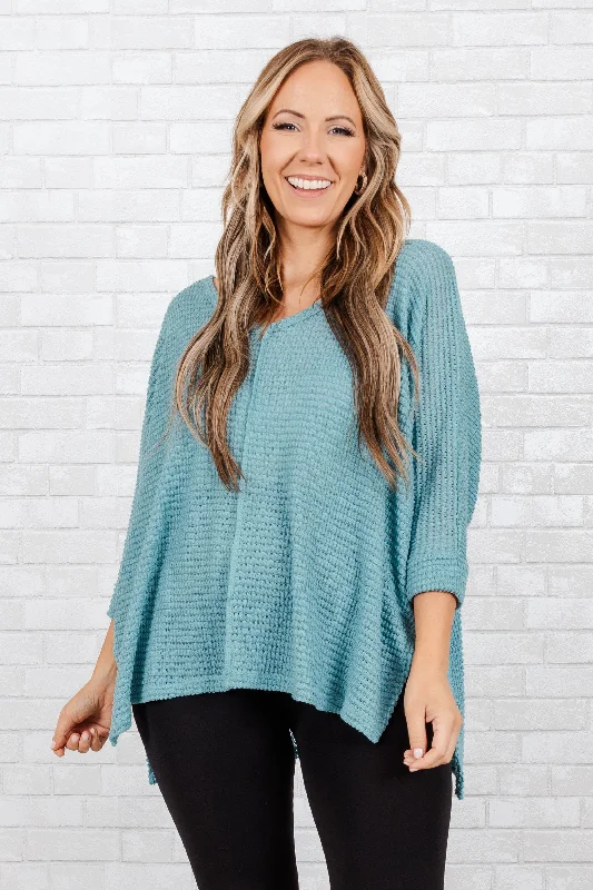 affordable women's topsLet Me Think Top, Dusty Teal