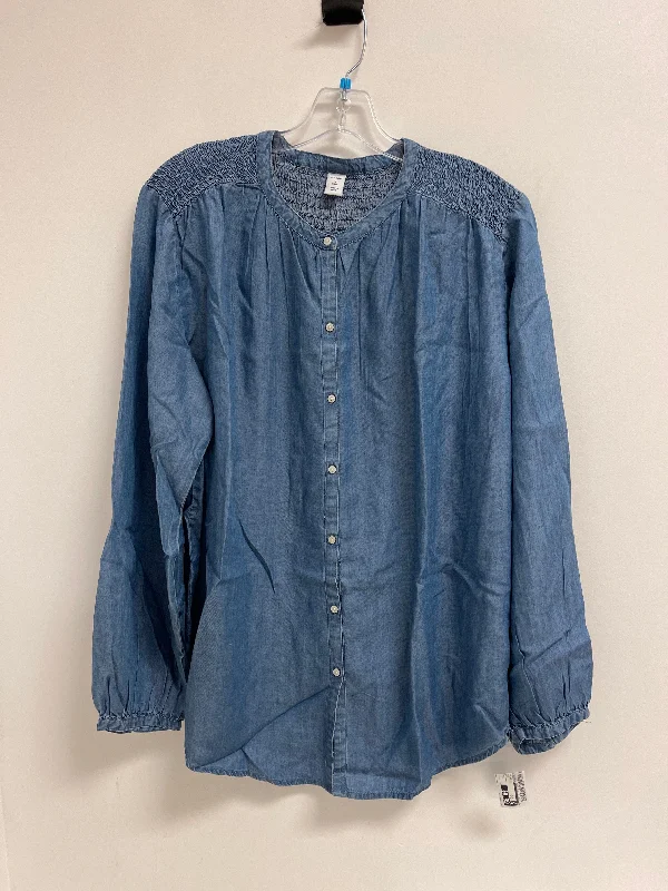 women's tops for those who want to invest in timeless piecesTop Long Sleeve By Old Navy In Blue, Size: L