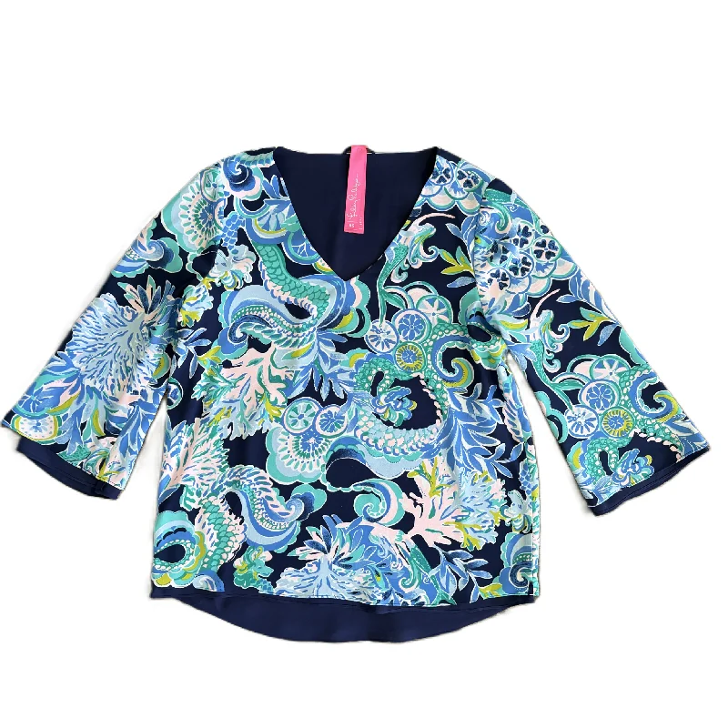 women's tops with unique designsTop Long Sleeve Designer By Lilly Pulitzer In Blue & Green, Size: Xs