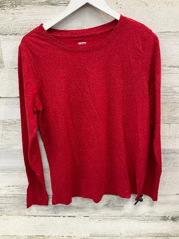 women's tops for vintage fashion enthusiastsTop Long Sleeve By Sonoma In Red, Size: M