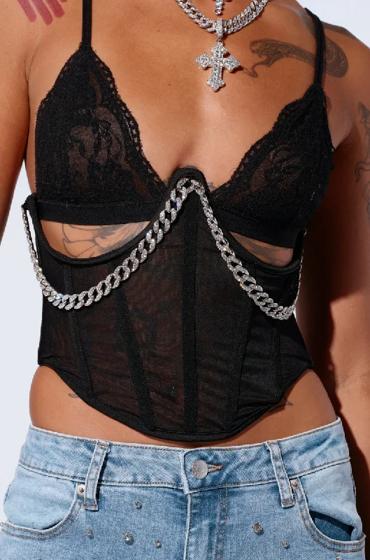 women's tops with geometric patternsNOT BASIC CHAIN DETAIL CORSET BELT