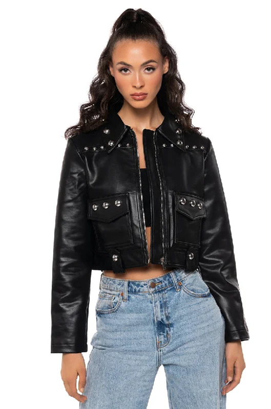 leather coats for womenLA NITA RIVET MOTO JACKET