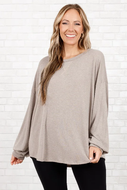 women's tops with unique designsTireless Talking Top, Mocha