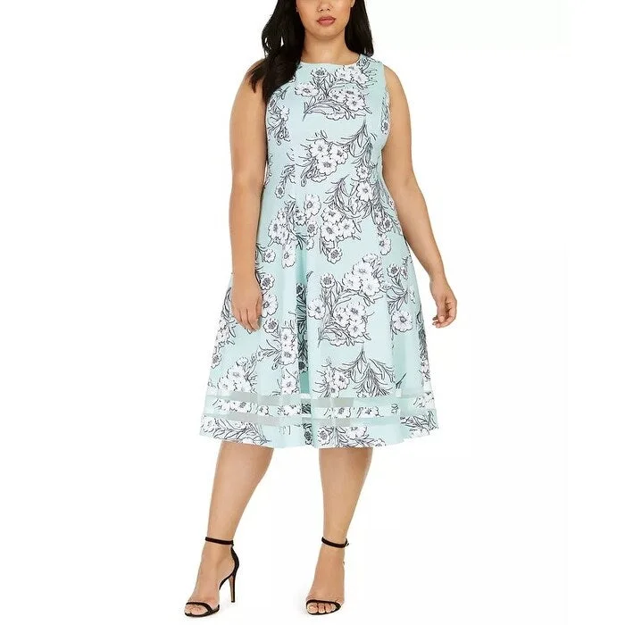 Scoop-Neck DressCalvin Klein Women's Plus Size Floral Fit & Flare Midi Dress Blue Size 20W