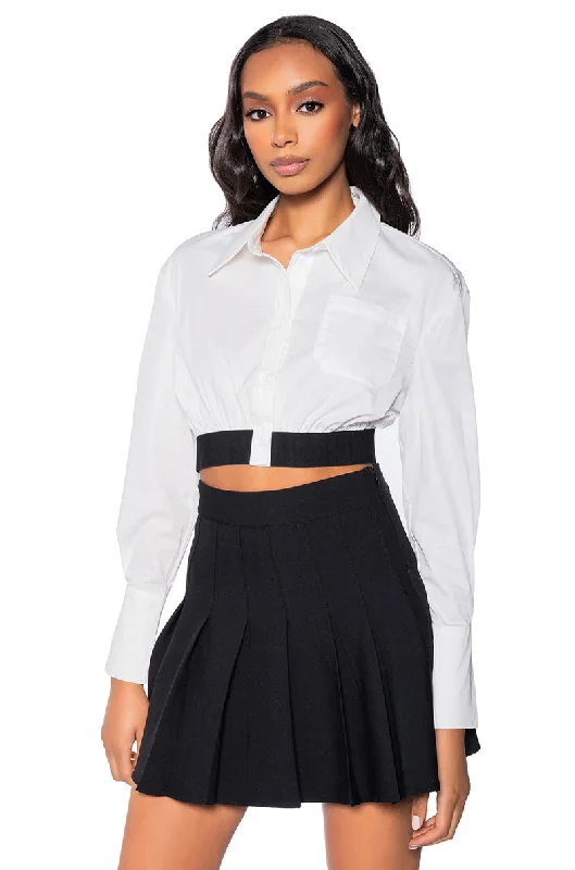 women's tops made from cottonBARDOT CROPPED POPLIN BUTTON DOWN