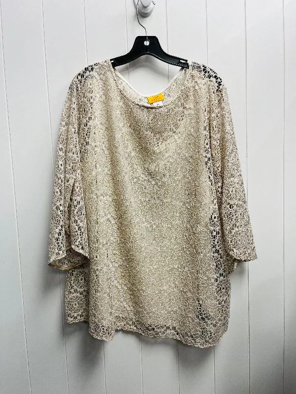 cozy women's tops for fall and winterTop Long Sleeve By Ruby Rd In Tan, Size: 3x