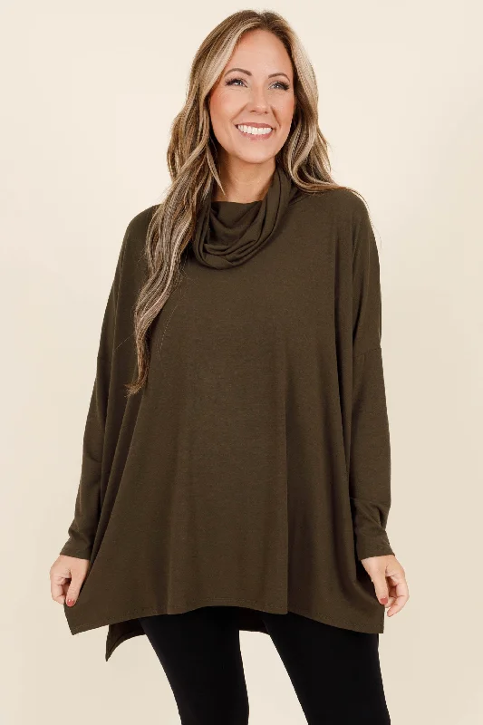 women's tops for those who want to wear versatile pieces that can be dressed up or downCloser To Your Heart Top, Dark Olive