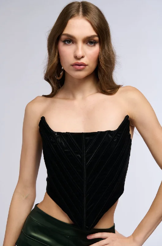 women's tops for fashion-conscious professionalsABOUT LAST NIGHT CORSET TOP IN BLACK