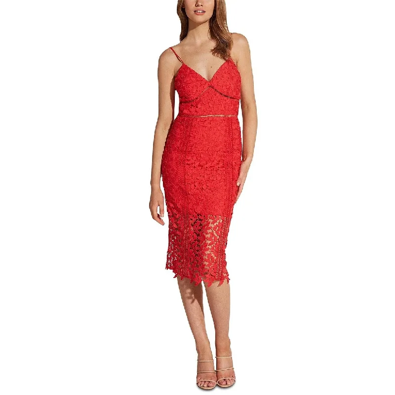 Peplum DressBardot Women's Roxy Lace Midi Cocktail Dress Size Red Size X-Small