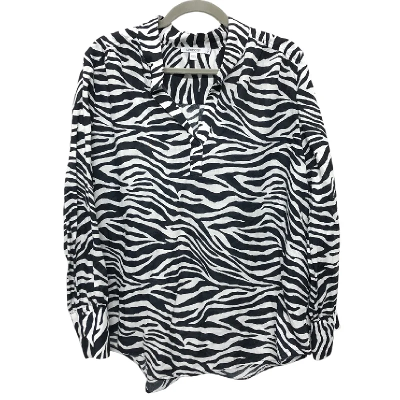 affordable women's topsTop Long Sleeve By Chicos In Black & White, Size: L