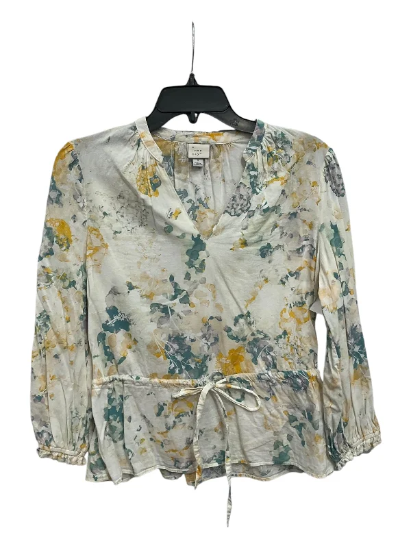 women's tops for wedding guest attireTop Long Sleeve By A New Day In Floral Print, Size: M