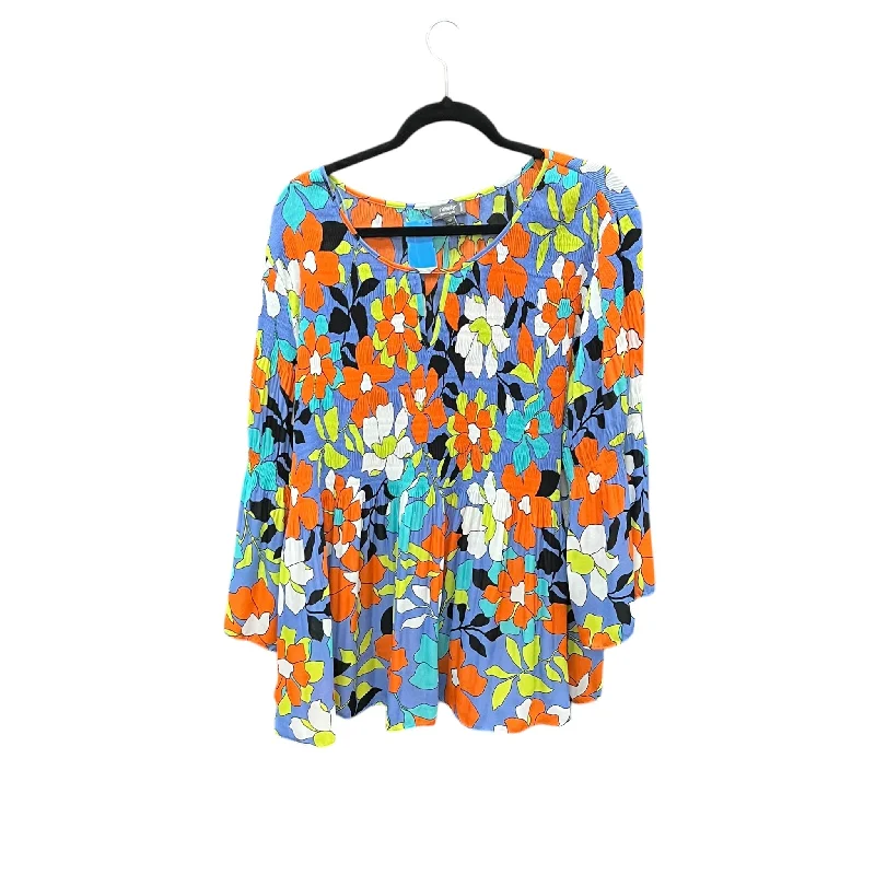 women's tops for those who love bold and vibrant colorsTop Long Sleeve By Ninety Woman In Floral Print, Size: 3x