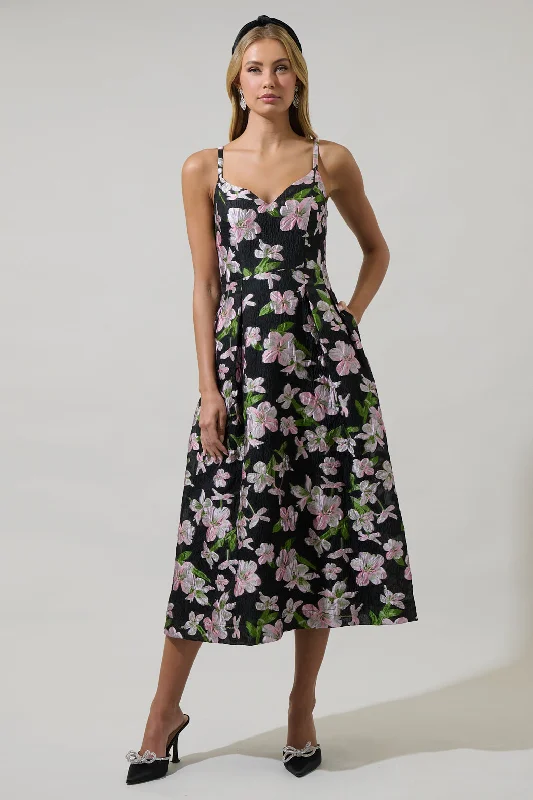 Jersey DressElsinore Floral Pleated Midi Dress