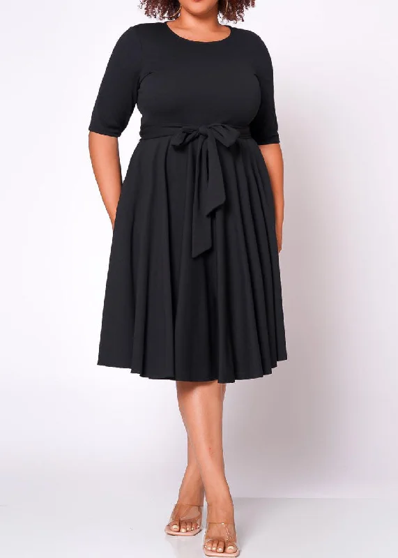 women's wrinkle-resistant dressesHI Curvy Plus Size Women Fit & Flare Mini Dress