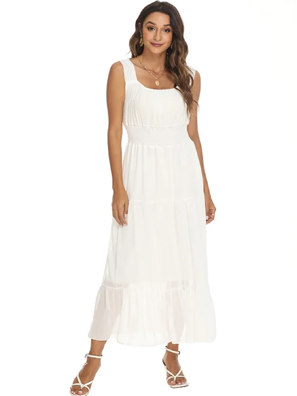 women's unique dressesKittenAlarm - Smocked Waist Maxi Dress