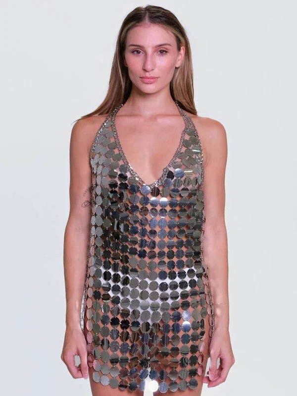 Cheetah Print DressDisco Fever Silver Sequin Disc Mini Dress