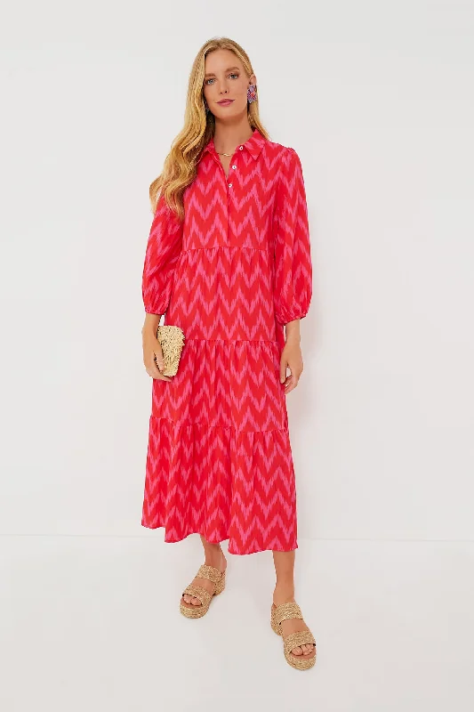 women's silk dressesHot Pink Ikat Mabel Maxi Dress