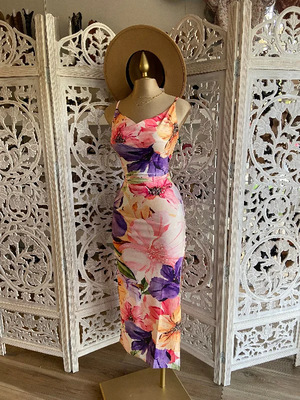 Retro DressFloral Print Cowl Maxi Dress