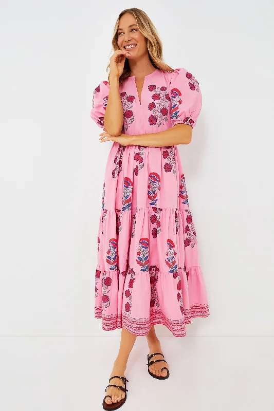 women's luxury dressesBoca Pink Puff Sleeve Maxi Dress