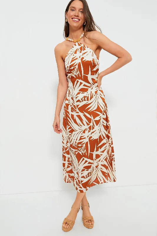 Short-Sleeve DressBronze Leafy Floral Mallorca Maxi Dress