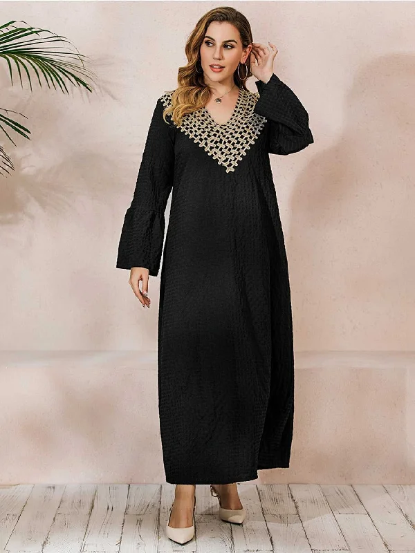 women's striped dressesKittenAlarm - Plus Size Ruffle Sleeve Maxi Dress