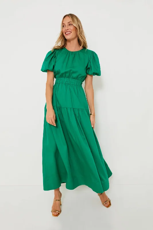 women's mother of the bride dressesGreen Puff Sleeve Ginny Maxi Dress