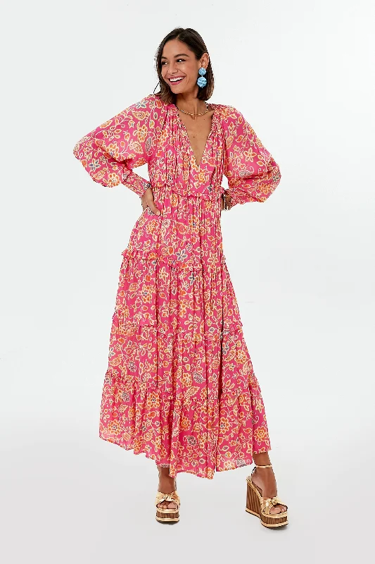 women's lace-up dressesAlessandra Pink Print Monique Maxi Dress