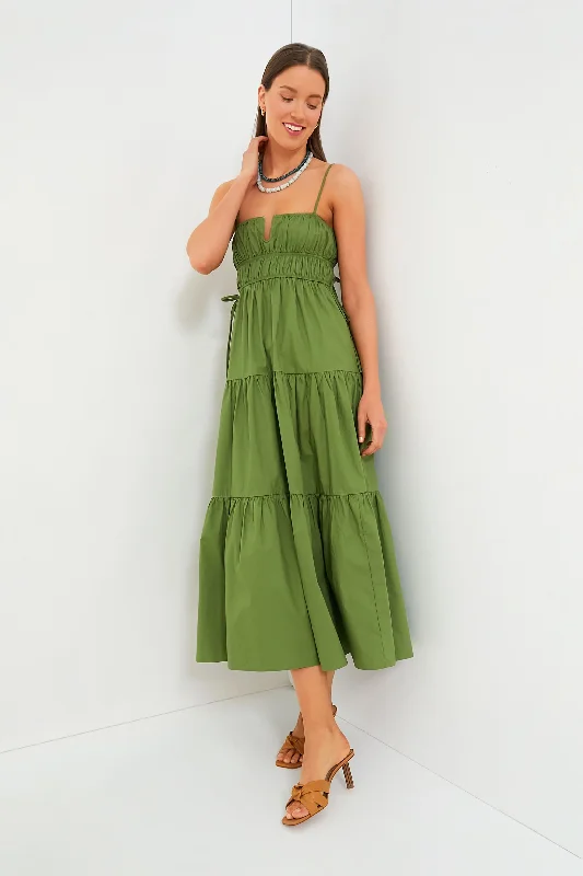 women's stylish dressesGreen Ruched Maxi Dress