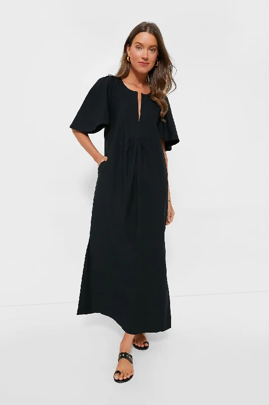 women's sleeveless dressesBlack Finley Flutter Sleeve Maxi Dress