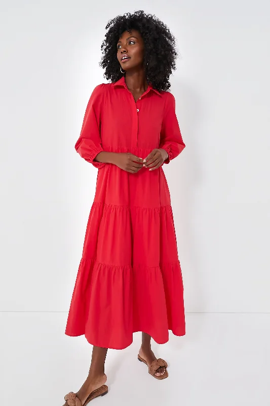 Ruffled Hem DressHibiscus Red Mabel Maxi Dress