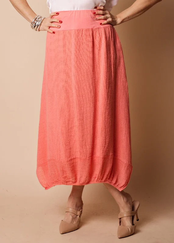 women's polyester skirtsLeela Linen Skirt in Coral Crush