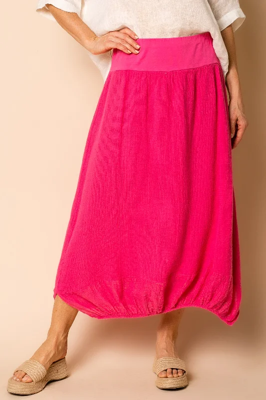 women's floral pleated skirtsLeela Linen Skirt in Raspberry Sorbet