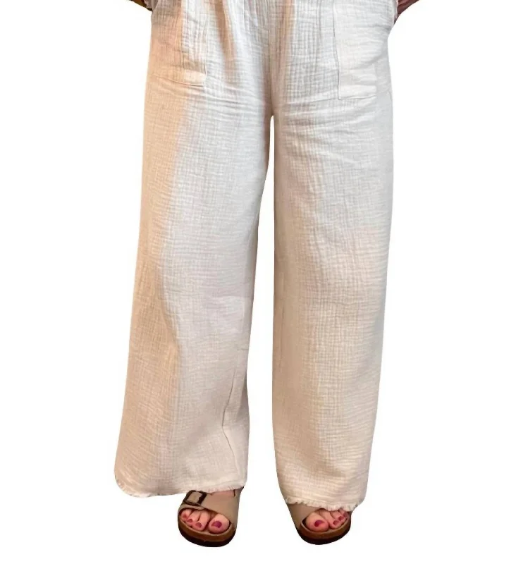 women's breathable pantsCoastal Gauze Pants In Milk