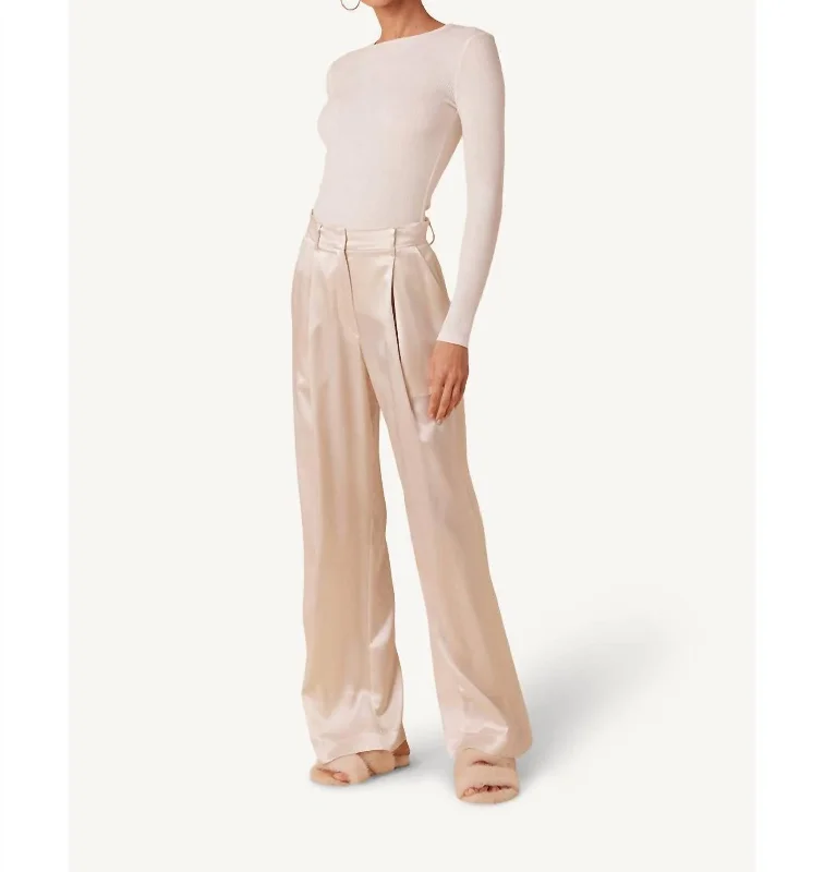 women's sophisticated pantsEmerson Pleated Silk Pants In Gardenia