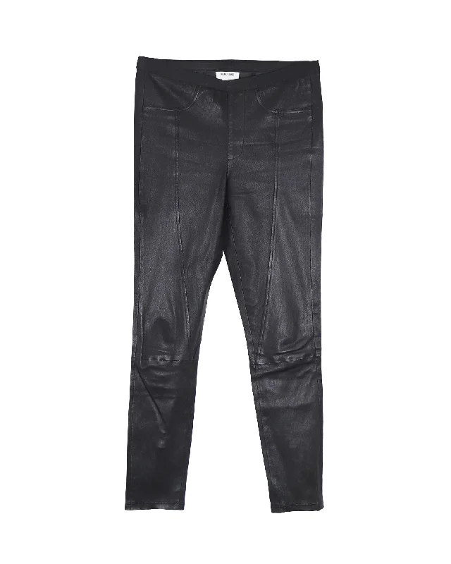 women's flare pantsHelmut Lang Skinny Biker Jeans in Black Leather