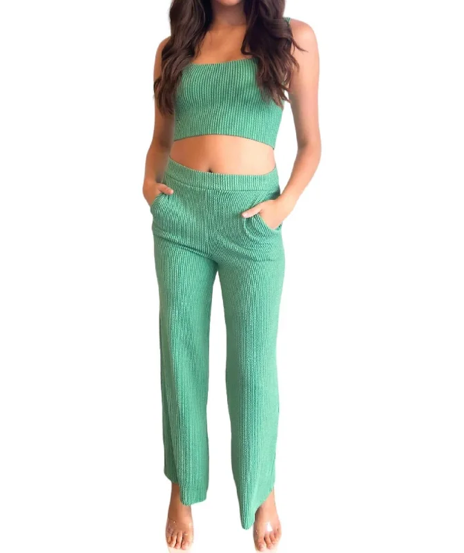 women's elastic waist pantsNina Knit Pants In Green