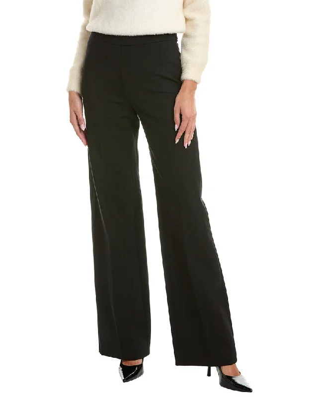 women's convertible pantsOscar de la Renta Silk-Trim Wool-Blend Pant