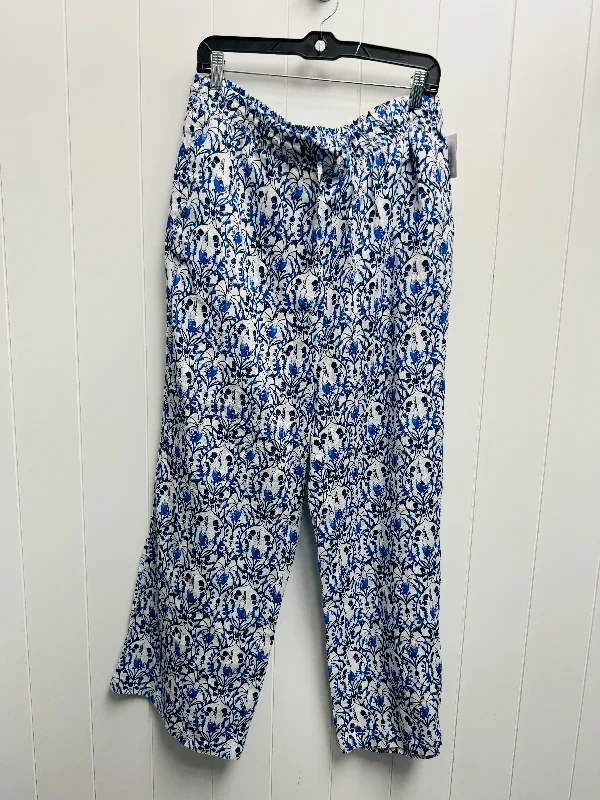 women's lace-up pantsPants Linen By Tahari By Arthur Levine In Blue & White, Size: Xl