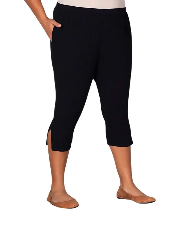 women's warm pantsPull On Linen Capri Pants - Plus In Black