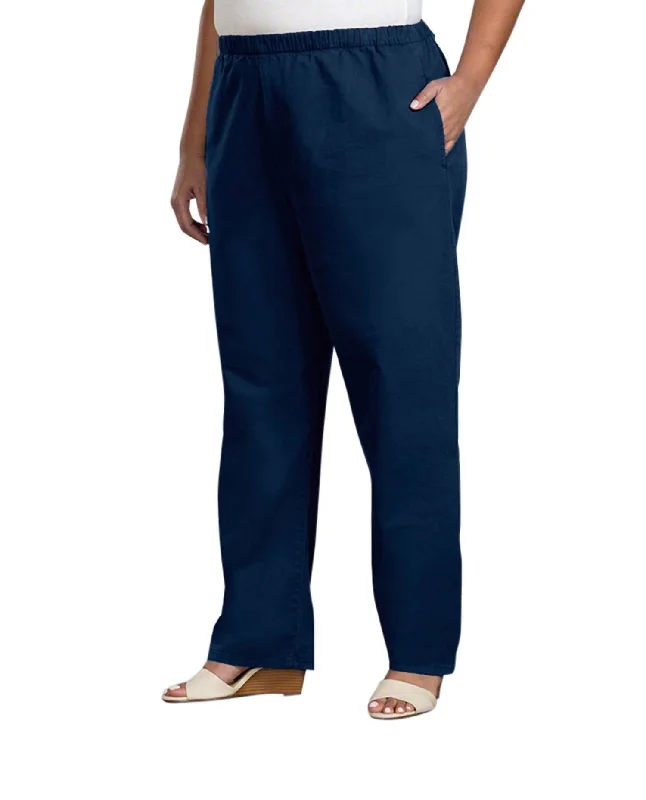 women's button-fly pantsRelaxed Leg Stretch Cotton Twill Pants - Plus In Navy