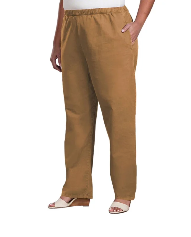 women's affordable pantsRelaxed Stretch Twill Pants - Plus In Tan