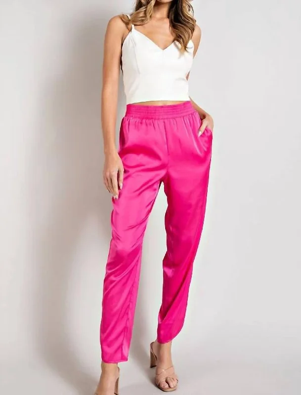 women's high-performance pantsSatin Jogger In Hot Pink