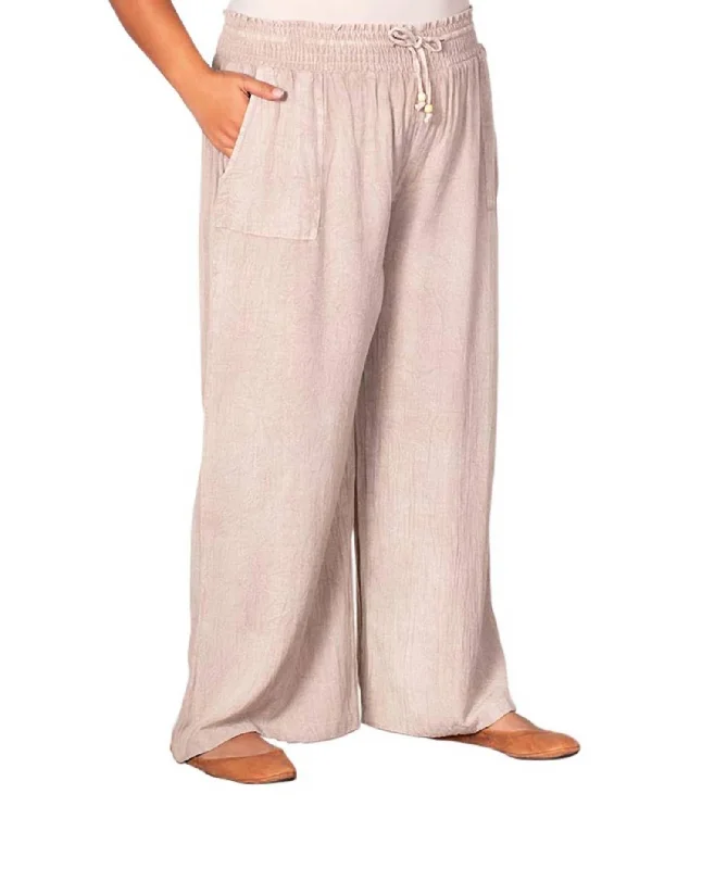 women's moisture-wicking pantsSolid Drawstring Cotton Rayon Pants - Plus In Natural