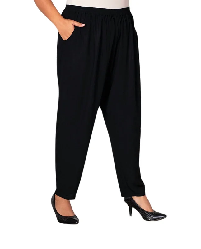 women's cool pantsTailored Leg Rayon Pants - Plus In Black