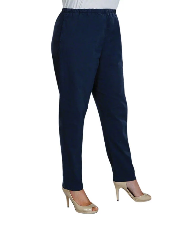 women's cargo pantsTailored Leg Stretch Cotton Twill Pants - Plus In Navy