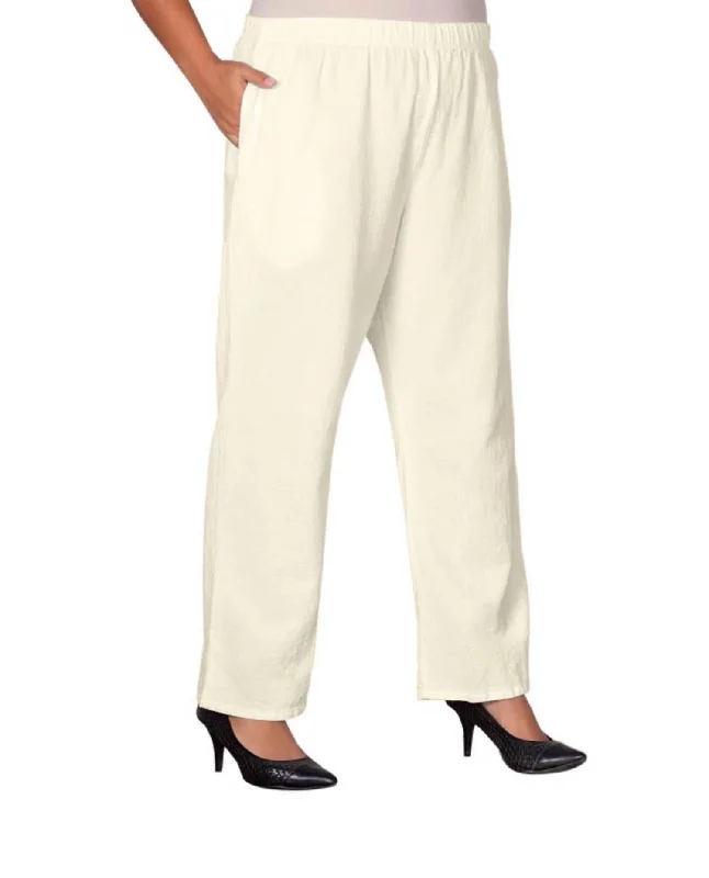 women's ankle-length pantsWide Leg Crinkle Cotton Pants - Plus In Arctic White