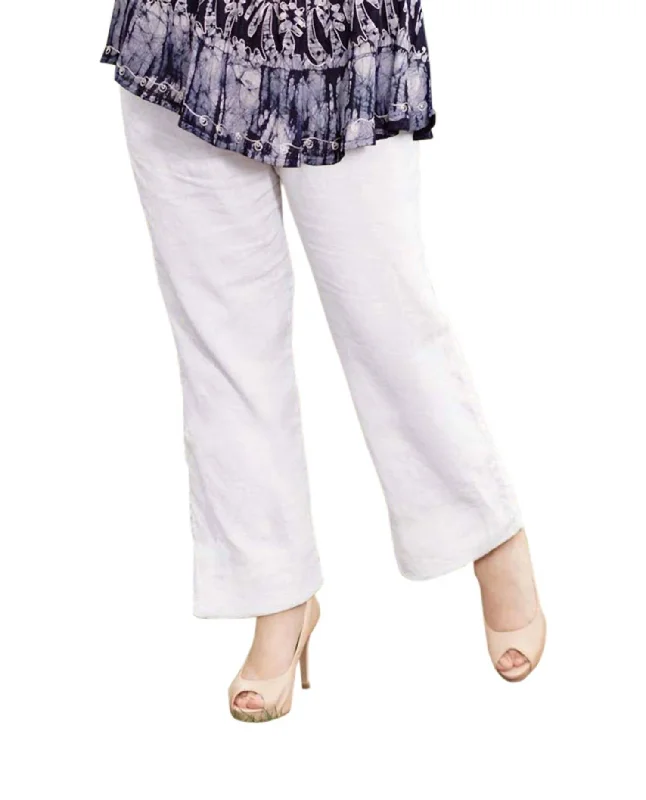 women's flare pantsWide Leg Linen Pants - Plus In White