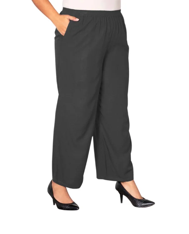 women's satin pantsWide Leg Rayon Pants - Plus In Gray